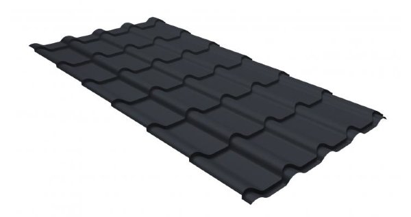 Металлочерепица камея GL 0,5 GreenCoat Pural matt RR 23 темно-серый (RAL 7024 мокрый асфальт) купить в Зеленодольске