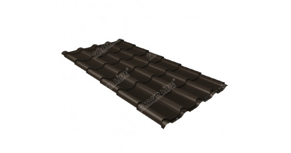 Металлочерепица камея GL 0,5 GreenCoat Pural RR 32 темно-коричневый (RAL 8019 серо-коричневый) купить в Зеленодольске