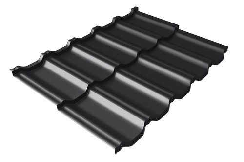 Металлочерепица модульная Квинта Uno Grand Line c 3D резом 0,5 GreenСoat Pural Matt RR 33 черный (RAL 9005 черный) купить в Зеленодольске