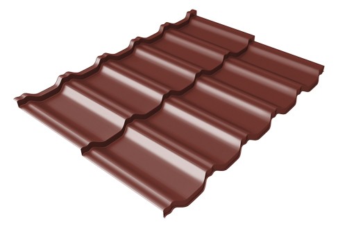 Металлочерепица модульная Квинта Uno Grand Line c 3D резом 0,5 Satin RAL 3009 оксидно-красный купить в Зеленодольске