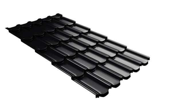 Металлочерепица квинта плюс с 3D резом 0,5 Quarzit lite RAL 9005 черный купить в Зеленодольске
