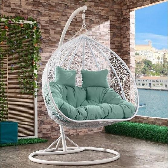 Кресло Подвесное из искусственного ротанга AFM-109A White/Green купить в Зеленодольске