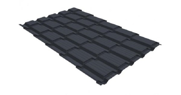 Металлочерепица GL квадро профи 0,5 GreenCoat Pural RR 23 темно-серый (RAL 7024) мокрый асфальт купить в Зеленодольске