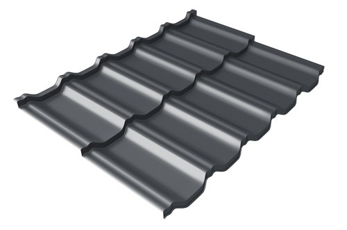 Металлочерепица модульная Квинта Uno Grand Line c 3D резом 0,45 Drap RAL 7024 мокрый асфальт купить в Зеленодольске